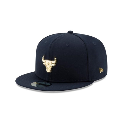 Blue Chicago Bulls Hat - New Era NBA Glossed Badge 59FIFTY Fitted Caps USA9860413